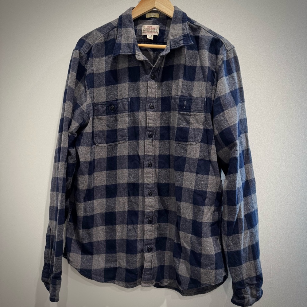 JCrew Blue and Gray Plaid Flannel